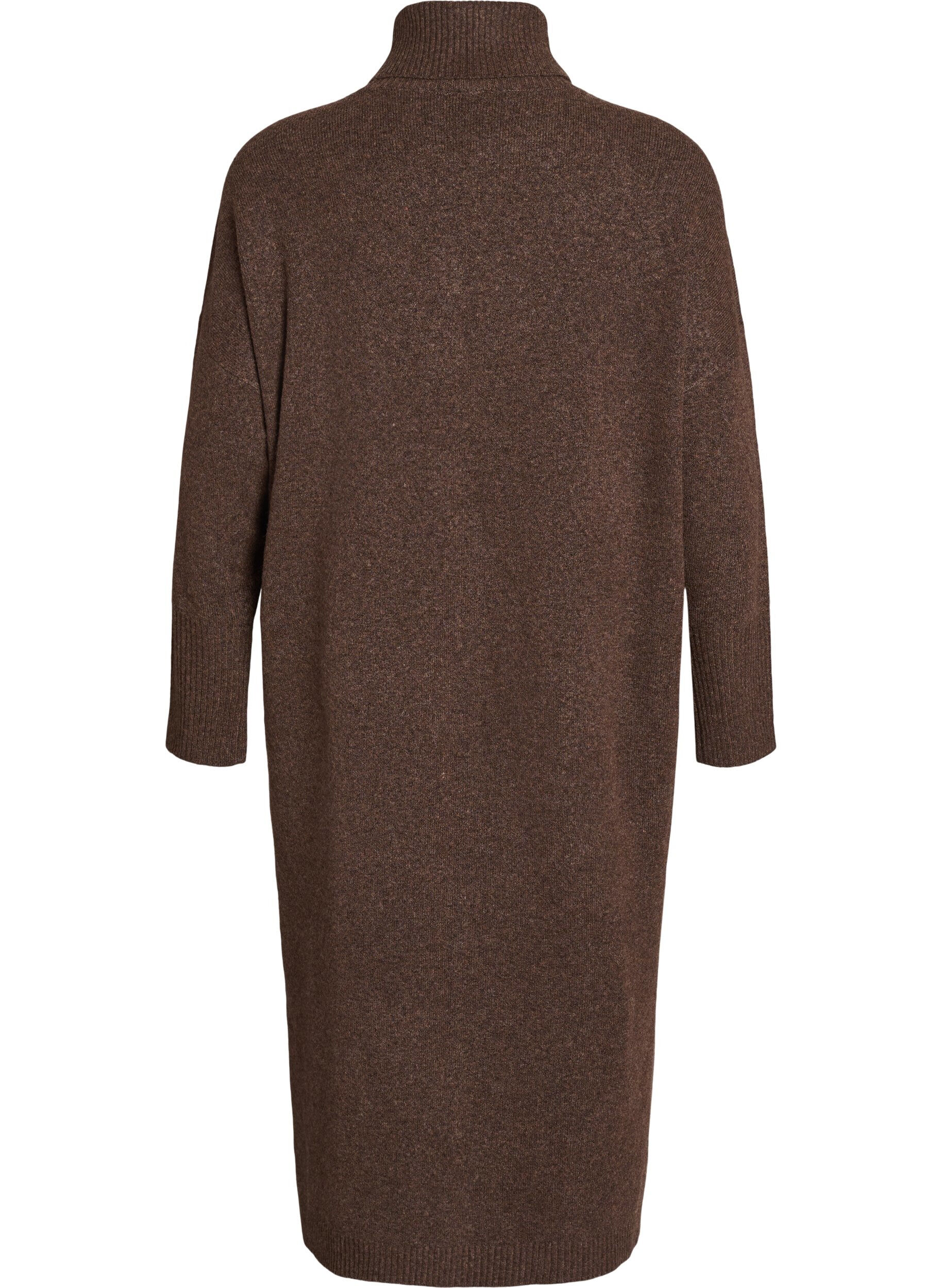 ZizziJumperjurk met col en splitjes, Bruin, Packshot image number 1