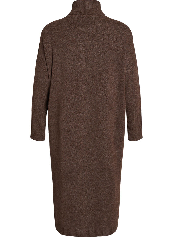 Jumperjurk met col en splitjes, Bruin, Packshot image number 1