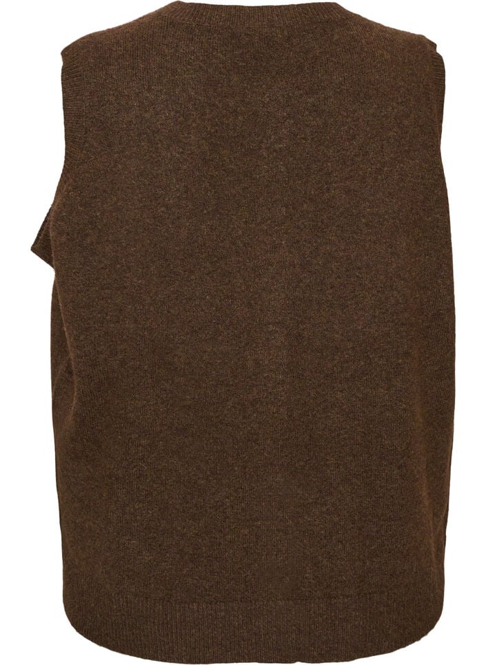 Gebreide vest met decoratieve knopen, Bruin, Packshot image number 1