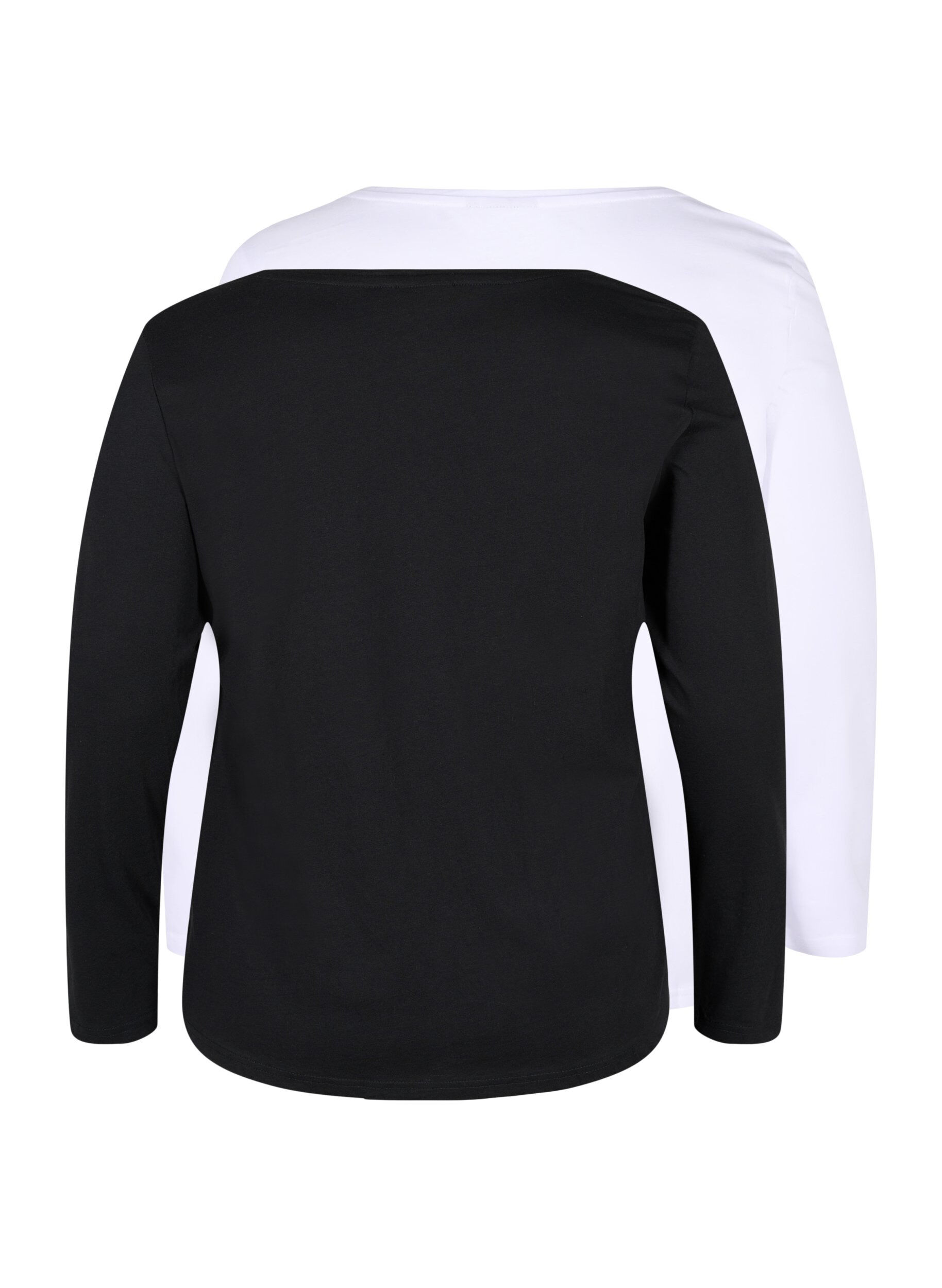Zizzi Set van 2 basic tops in katoen , Black/Bright W, Packshot image number 1