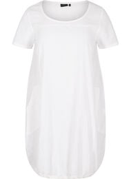 Katoenen jurk met korte mouwen, Wit