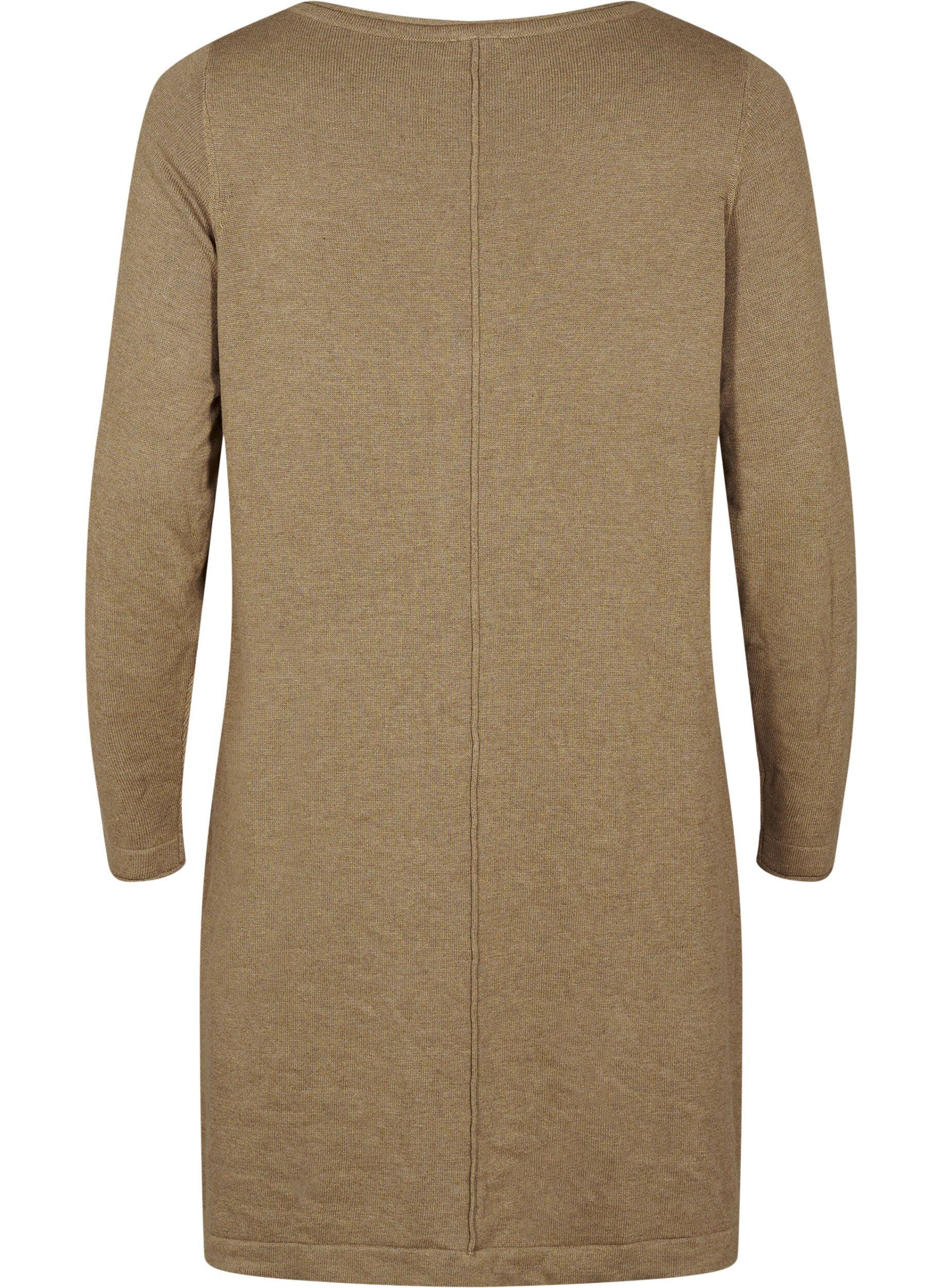 Zizzi Gebreide jurk in katoen-viscose blend, Groen, Packshot image number 1