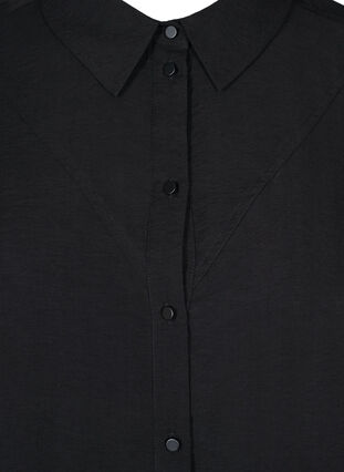 Lange blouse in effen kleur en viscosemix, Black, Packshot image number 2