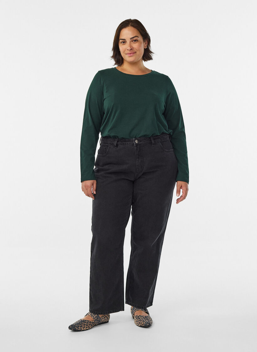 Basic jersey top met lange mouwen, Groen, Model image number 1