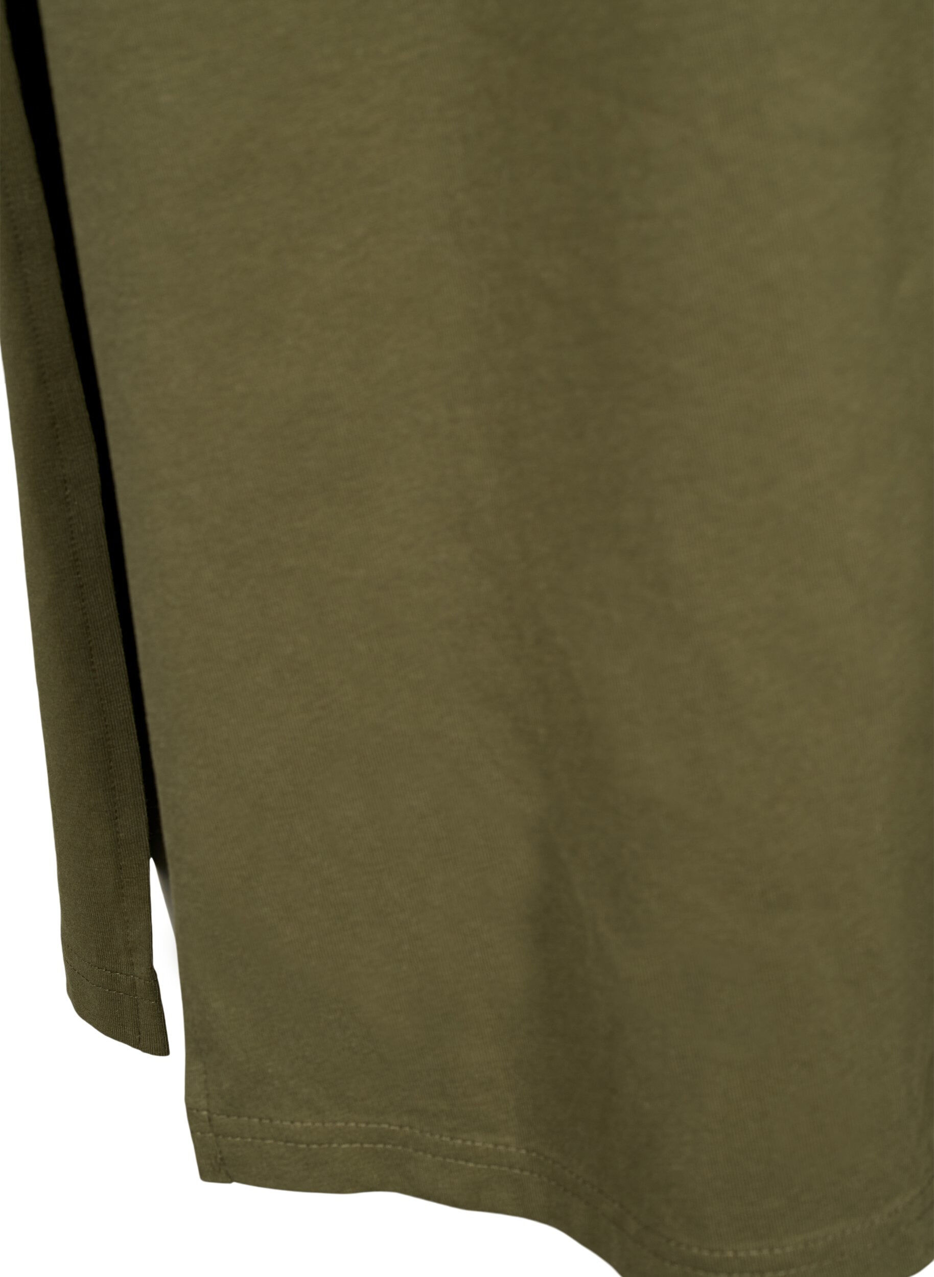 Zizzi Katoenen jurk met korte mouwen en split, Ivy Green, Packshot image number 3