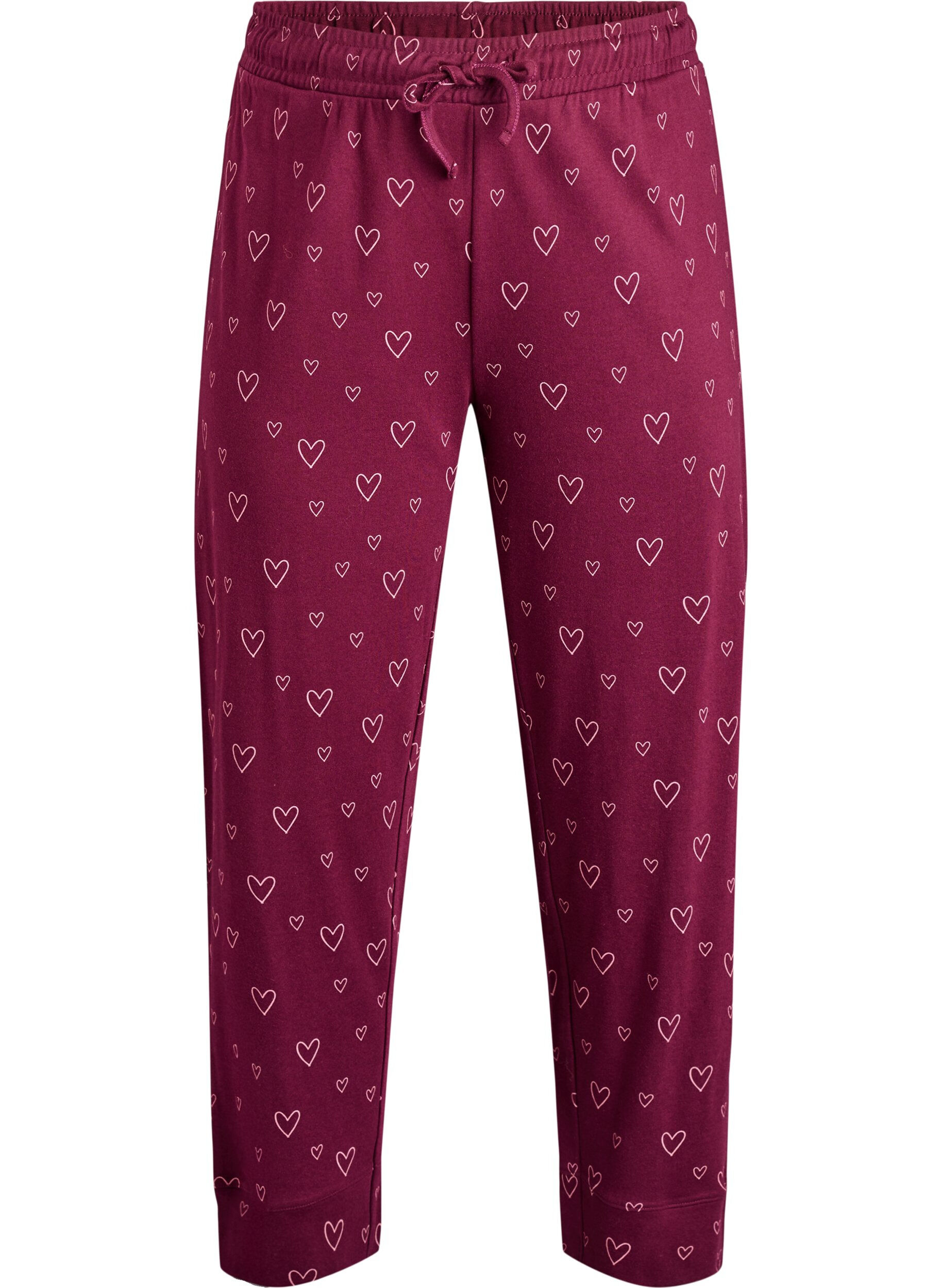 ZizziKatoenen pyjamabroek met hoge taille, Rood, Packshot image number 0