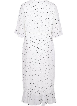 Midi-jurk met stippen en overslag, Bright White w. Dots, Packshot image number 1