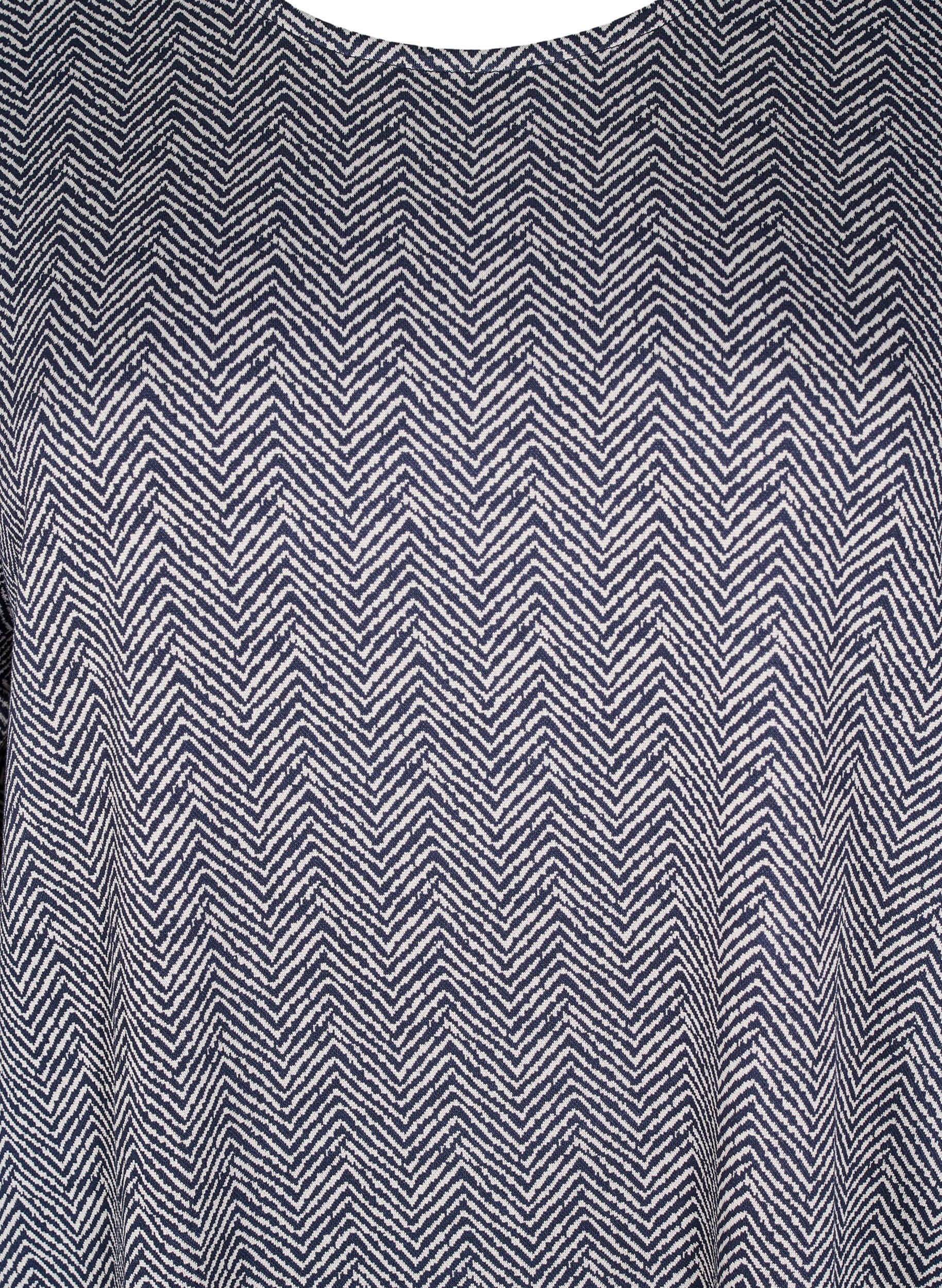 Zizzi Jurk met patroon en 3/4 mouwen, Blauw, Packshot image number 2