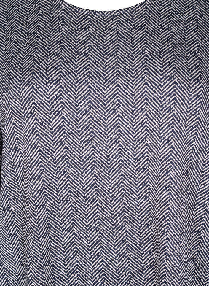 Jurk met patroon en 3/4 mouwen, Blauw, Packshot image number 2