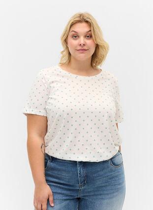 Katoen stipjes t-shirt, Snow White W. Dot, Model image number 0