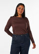 Blouse met lange mouwen van wol en viscose, Bruin, Model image number 0
