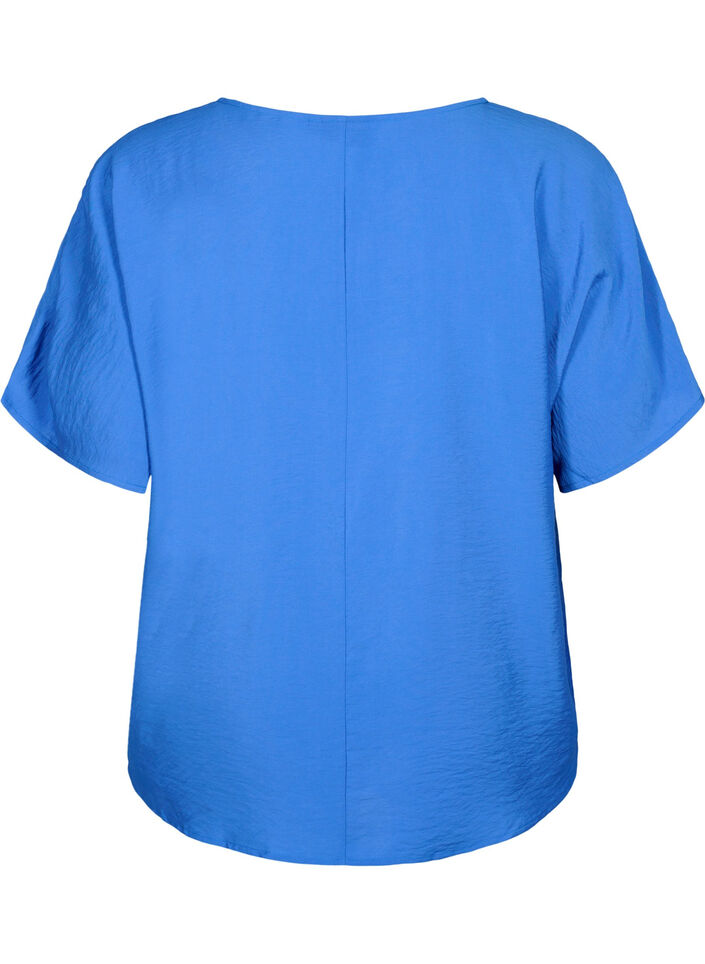 Blouse met korte mouwen van viscose, Monaco Blue, Packshot image number 1