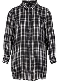 Lange geruite blouse in viscose , Black/White CH