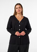 Fijngebreid cardigan met decoratieve knopen, Zwart, Model image number 0