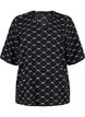 Blouse met V-hals en strikprint, Black Bow AOP, Packshot image number 0