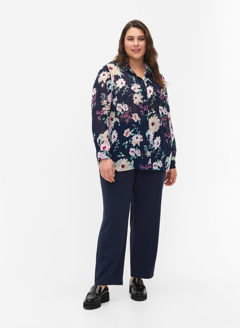 FLASH - Shirt met lange mouwen en bloemenprint, Navy Flower, Model image number 2