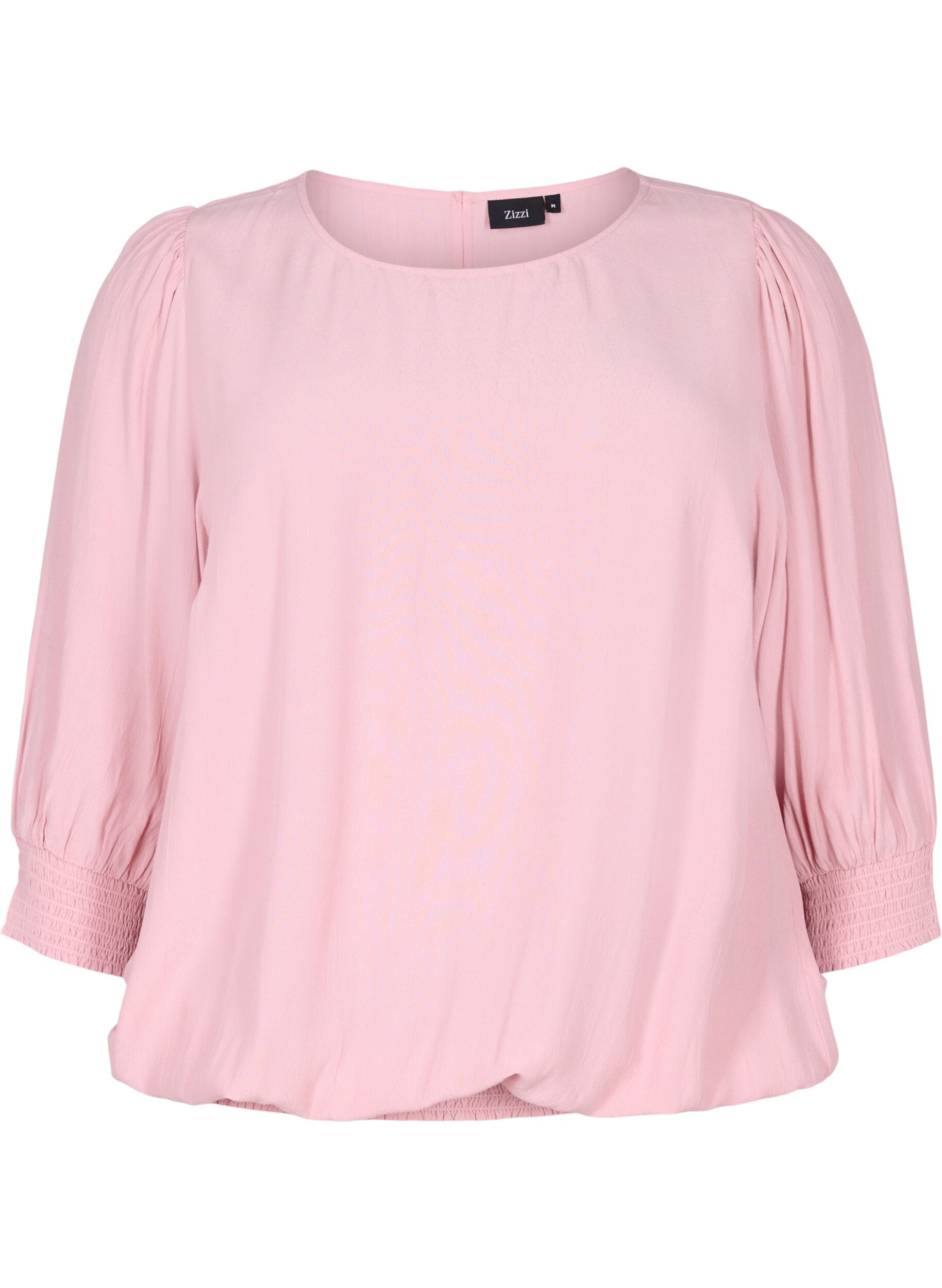 Zizzi Effen viscose blouse met balloneffect, Zephyr, Packshot image number 0