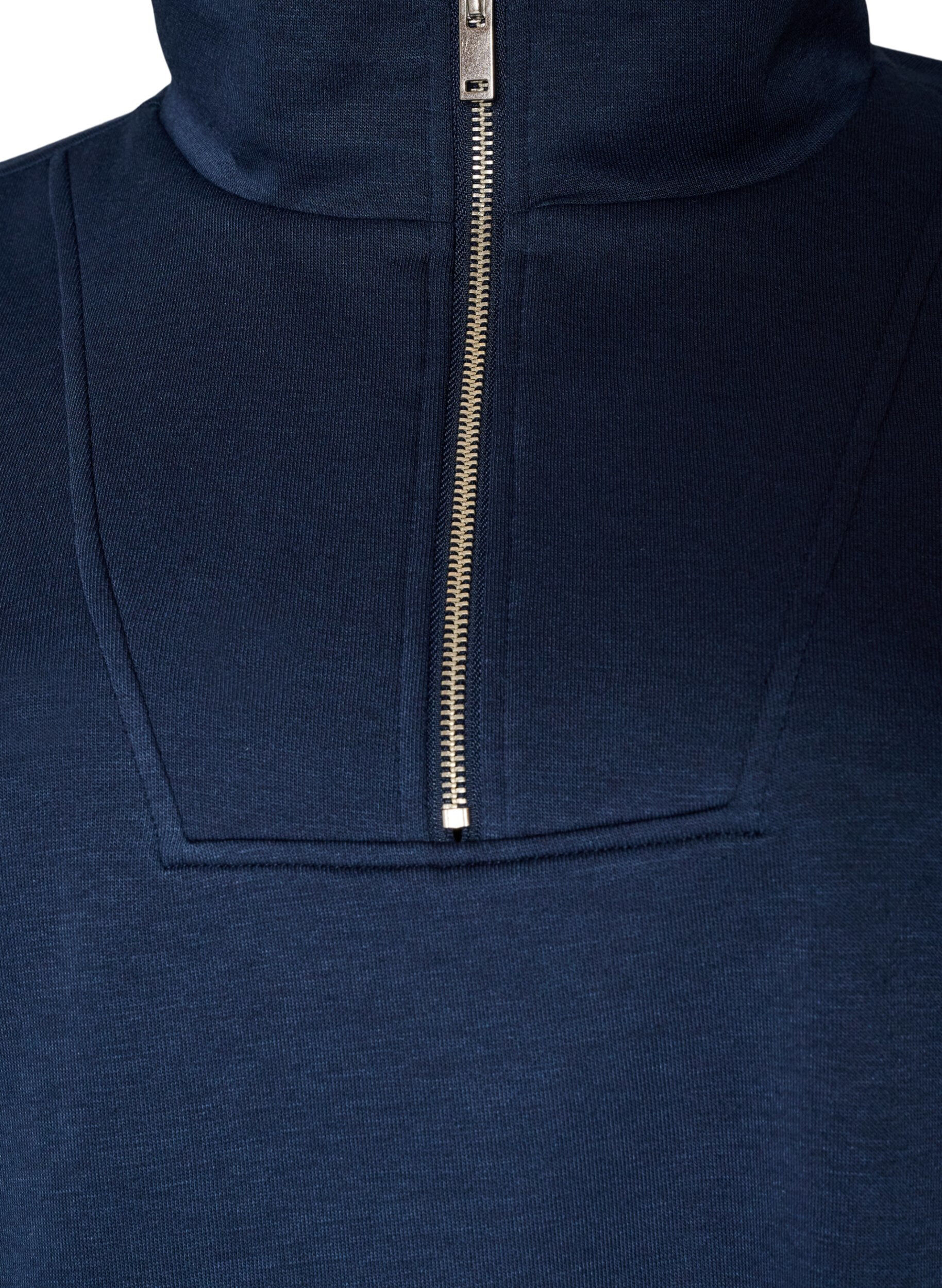 ZizziSweatshirt met hoge kraag en ritssluiting, Blauw, Packshot image number 2