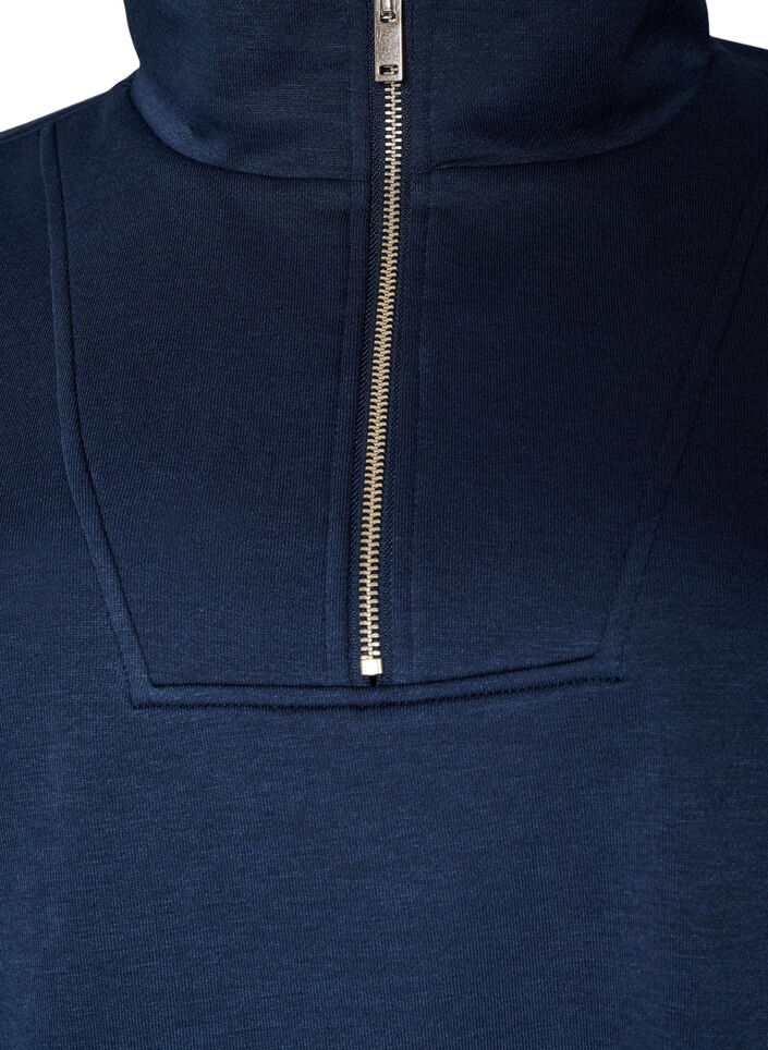 Sweatshirt met hoge kraag en ritssluiting, Blauw, Packshot image number 2