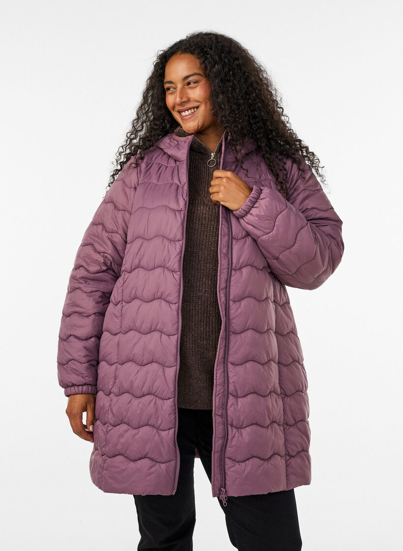 Gewatteerde jas, Roze, Model image number 0