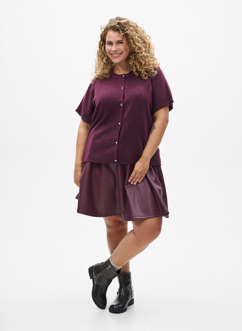 Gebreide kleding vest met korte mouwen, Donker Bordeaux, Model image number 1