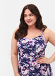 Gebloemde viscose strappy jurk met smock, Blue Flower, Model image number 2