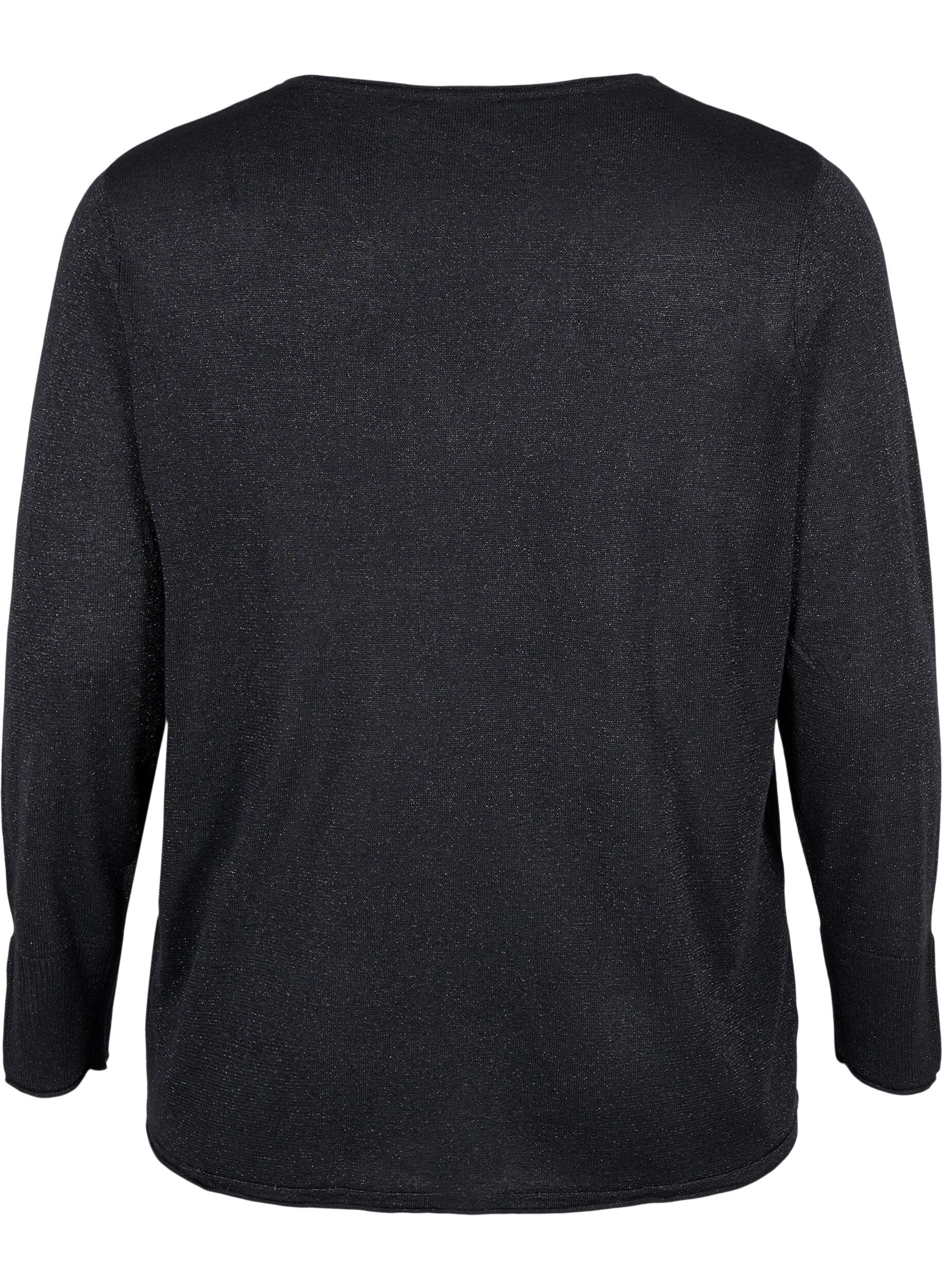 Zizzi Gebreide blouse van viscose met glitter, Black w. DTM Lurex, Packshot image number 1