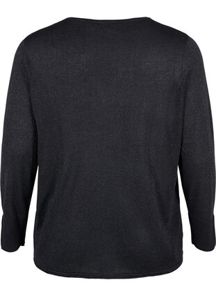 Gebreide blouse van viscose met glitter, Black w. DTM Lurex, Packshot image number 1
