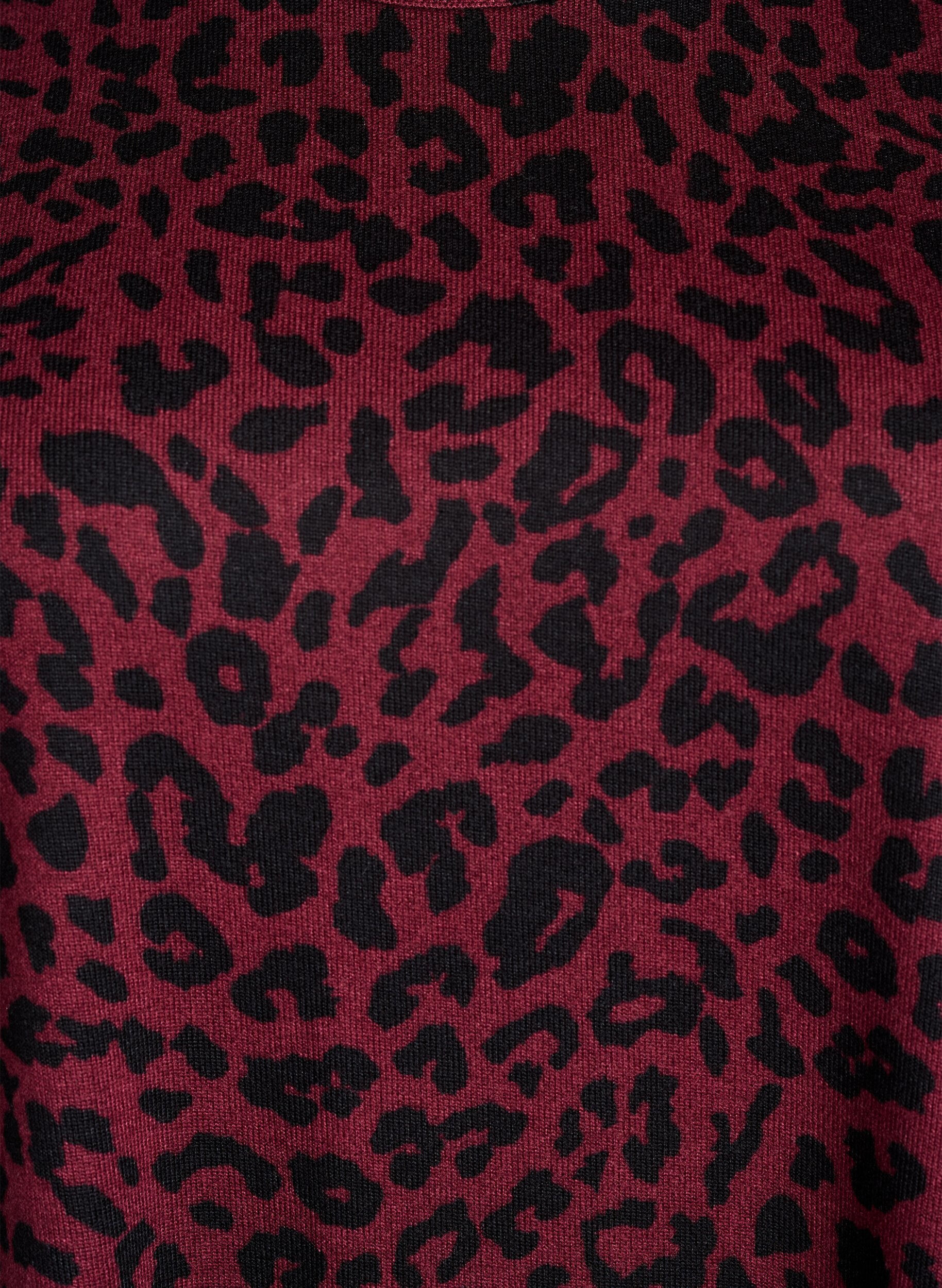 Zizzi Luipaardprint blouse met lange mouwen, Donker Bordeaux, Packshot image number 2