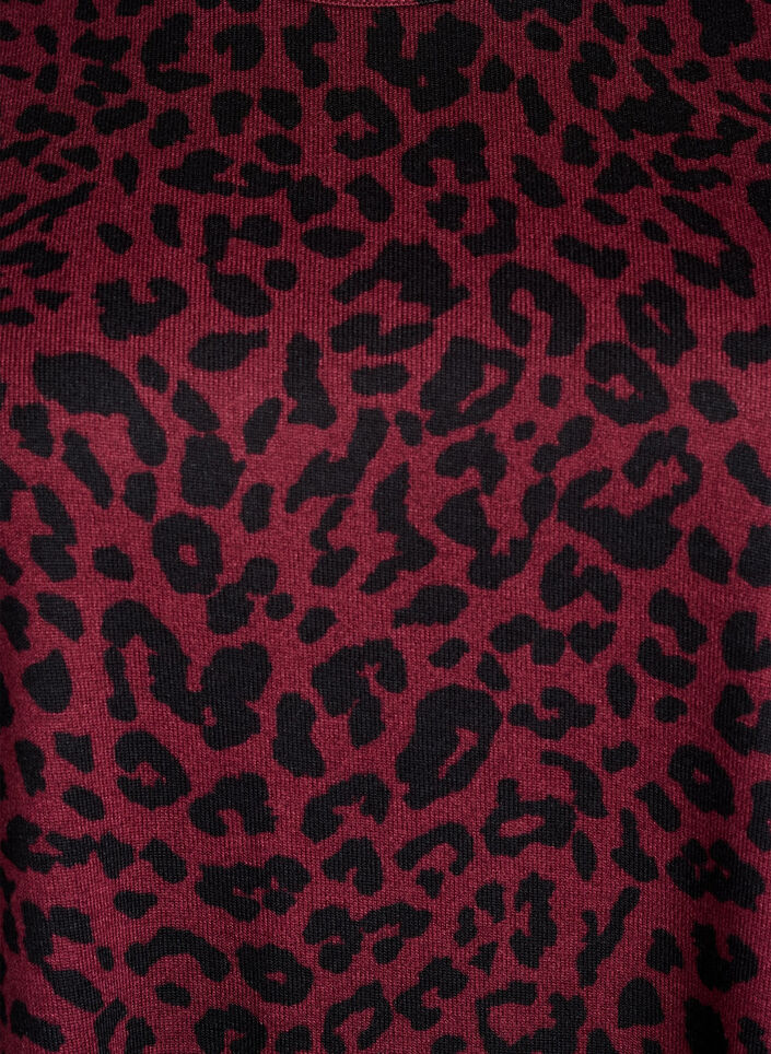 Luipaardprint blouse met lange mouwen, Donker Bordeaux, Packshot image number 2