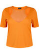 Aansluitende blouse met mesh detail, Vibrant Orange, Packshot image number 0