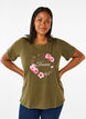 FLASH - T-shirt met motief, Olive Night Flower, Model image number 0