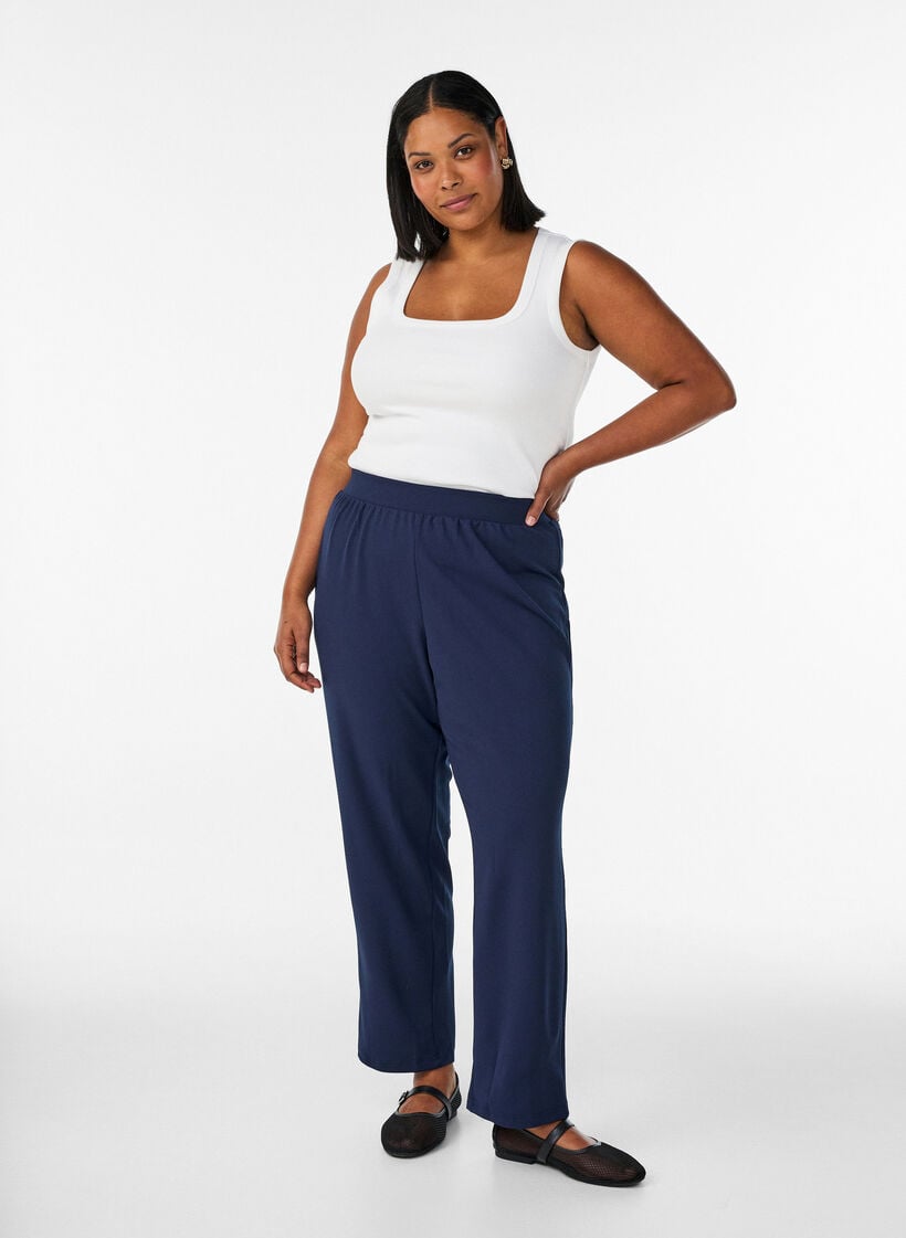 Broek met rechte pasvorm, Blauw, Model image number 1