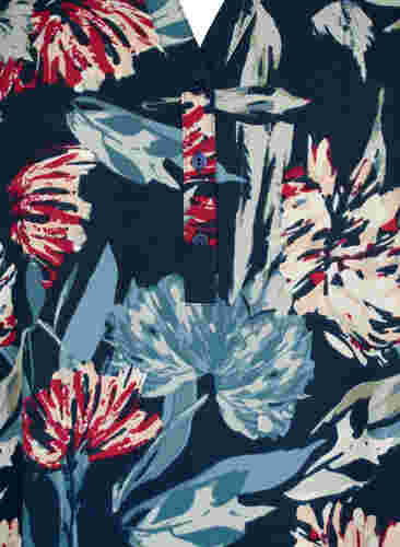 Bloemen tuniek met 3/4 mouwen, Navy Flower, Packshot image number 2