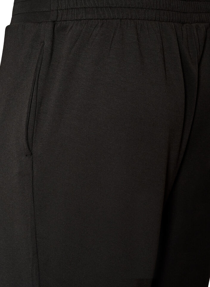 Jerseybroek met hoge taille en zakken, Zwart, Packshot image number 3
