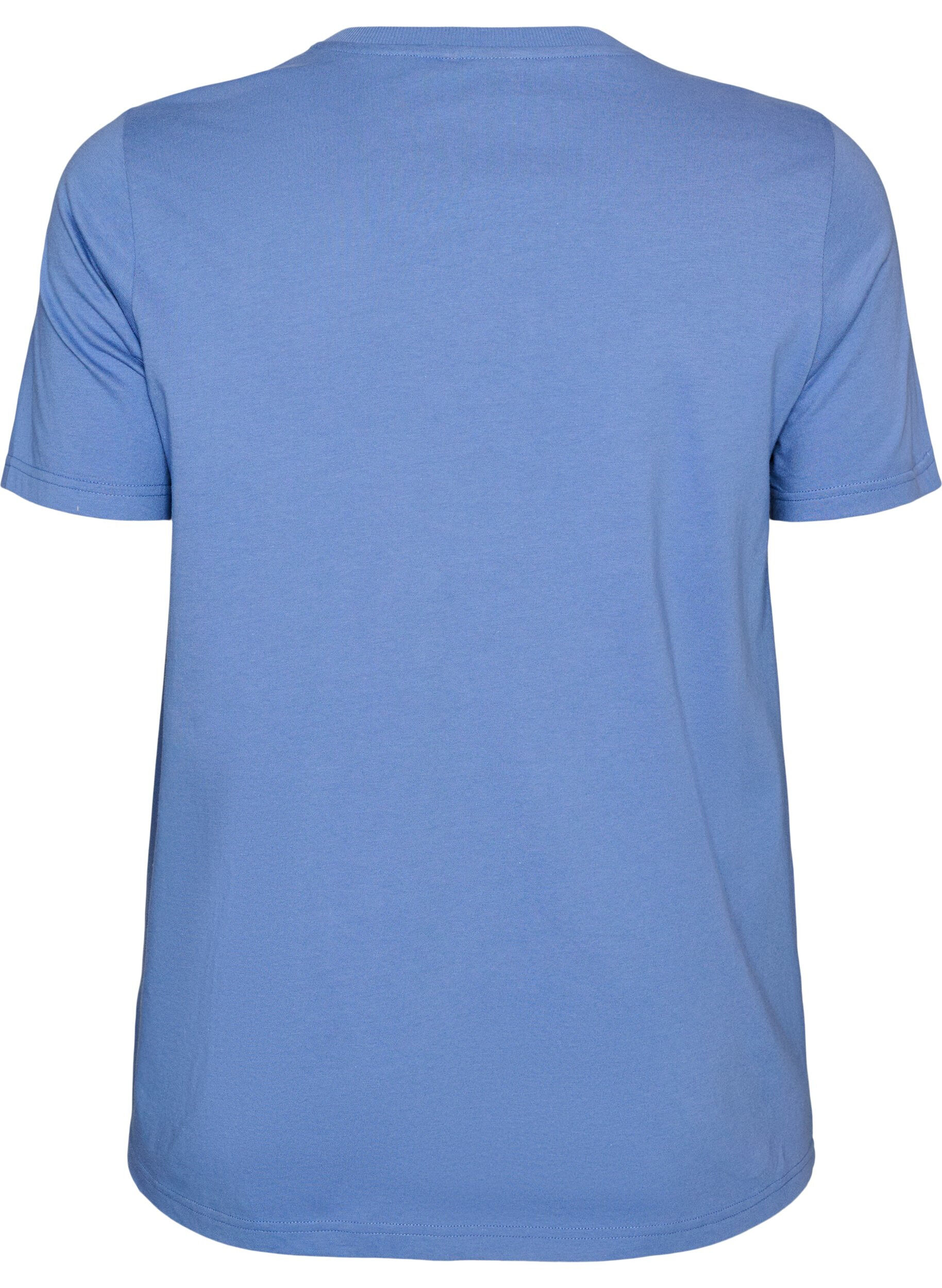 ZizziOrganisch katoenen T-shirt met print aan de voorkant, Blauw, Packshot image number 1