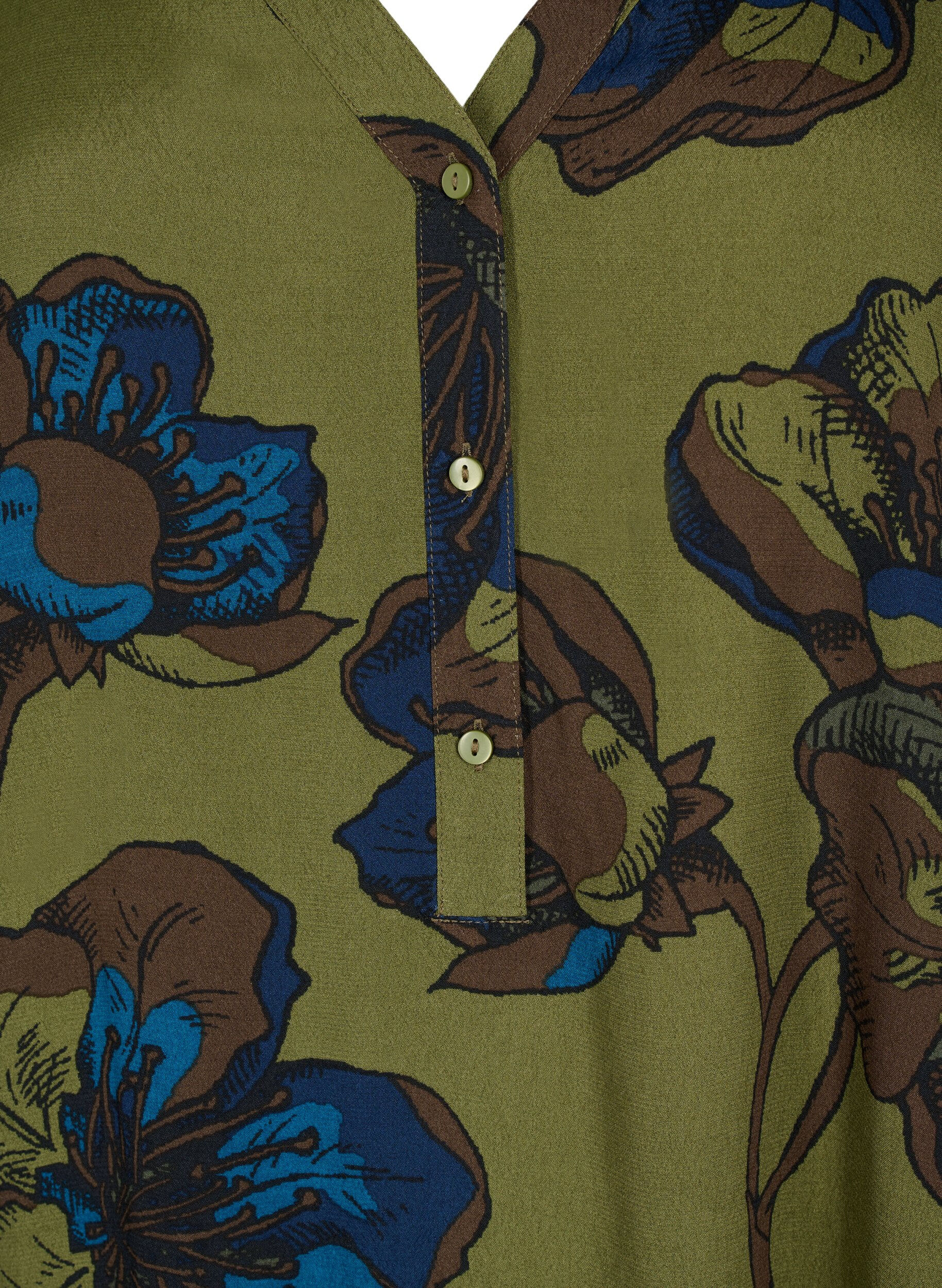 ZizziBedrukte jurk van viscose, Groen, Packshot image number 2