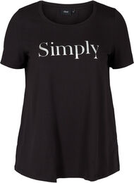 Katoenen t-shirt met korte mouwen en print, Black SIMPLY