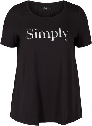Katoenen t-shirt met korte mouwen en print, Black SIMPLY, Packshot image number 0