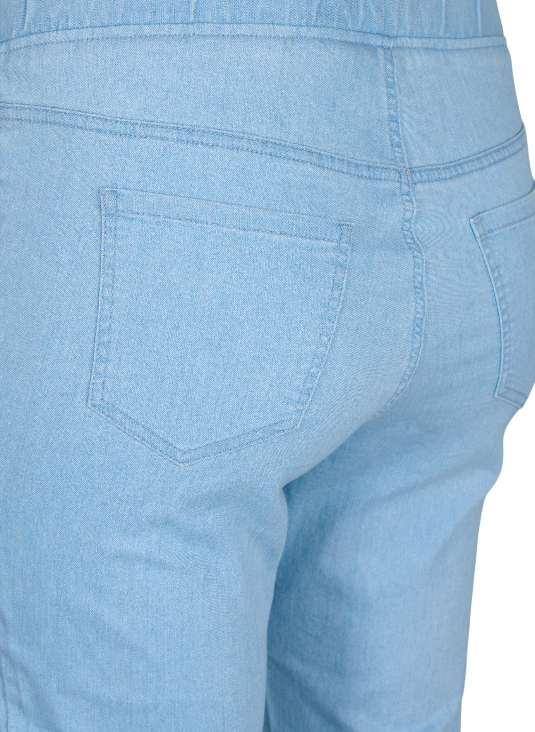 Zizzi Driekwart broek in katoenmix, Light blue denim, Packshot image number 3