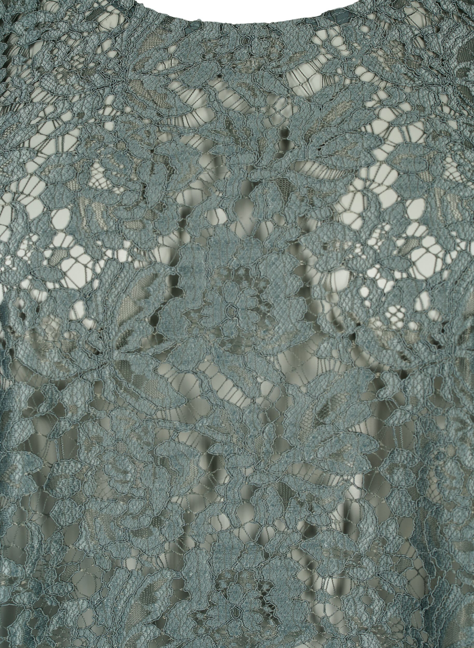 Zizzi FLASH - Kanten blouse met lange mouwen, Balsam Green, Packshot image number 2