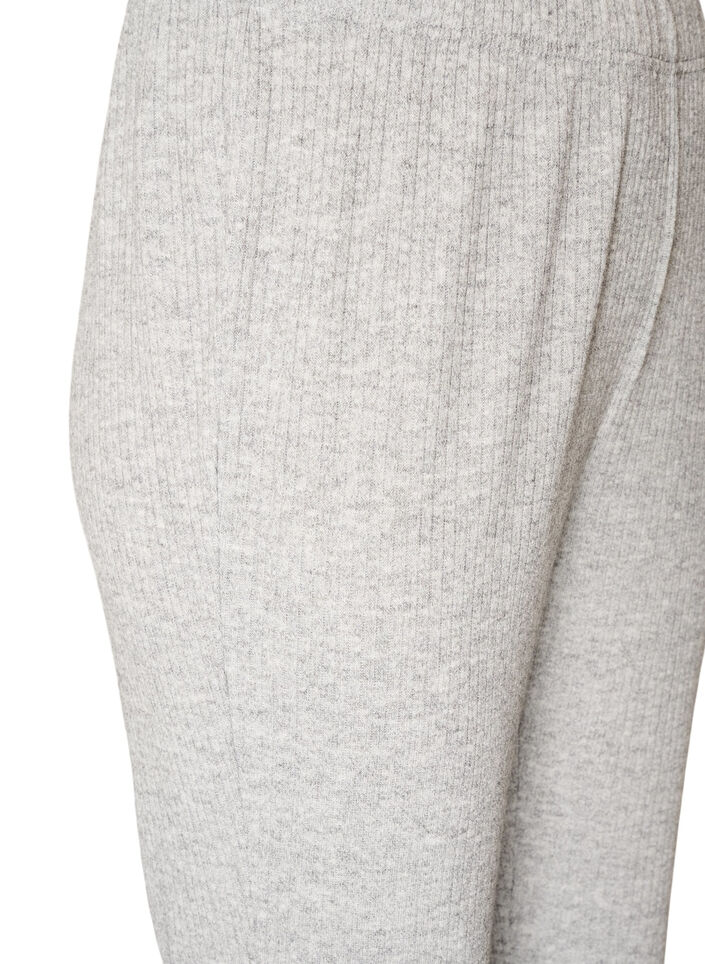 Jerseybroek met geribde textuur en flared pijpen, Grijs, Packshot image number 2