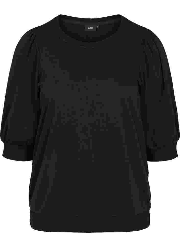 Sweatshirt met 3/4 mouwen, Black, Packshot image number 0