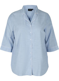 Gestreepte nachthemd in katoen, White/Blue Stripe