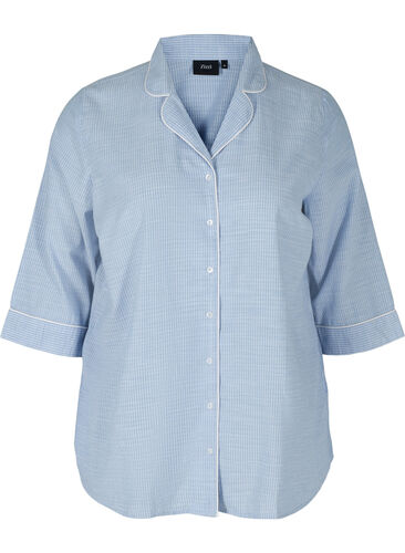 Gestreepte nachthemd in katoen, White/Blue Stripe, Packshot image number 0