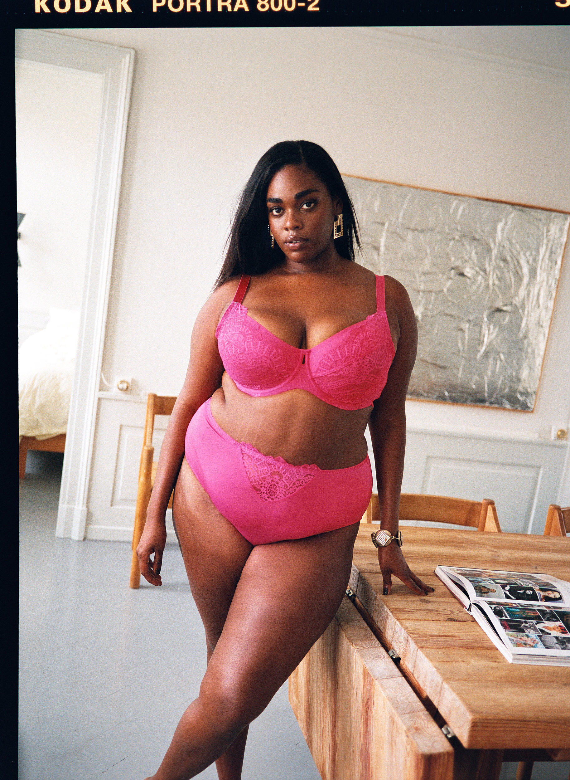 Zizzi Microvezel slip met kantdetails, Roze, Image image number 0