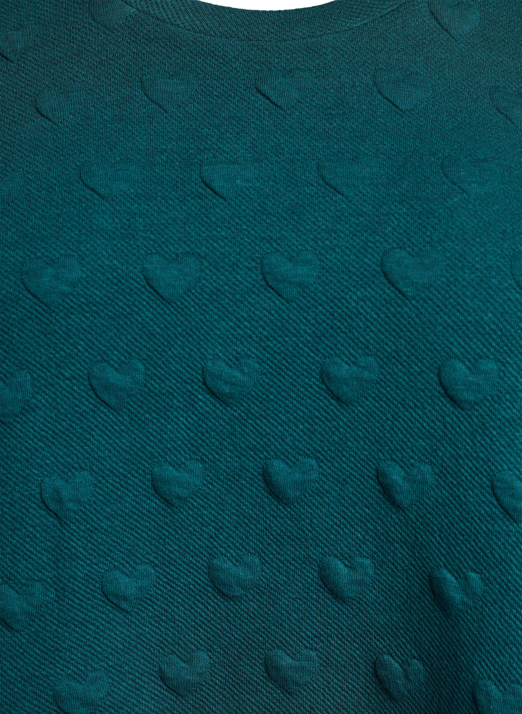 Zizzi T-shirt van embossen katoenen jersey, Groen, Packshot image number 2