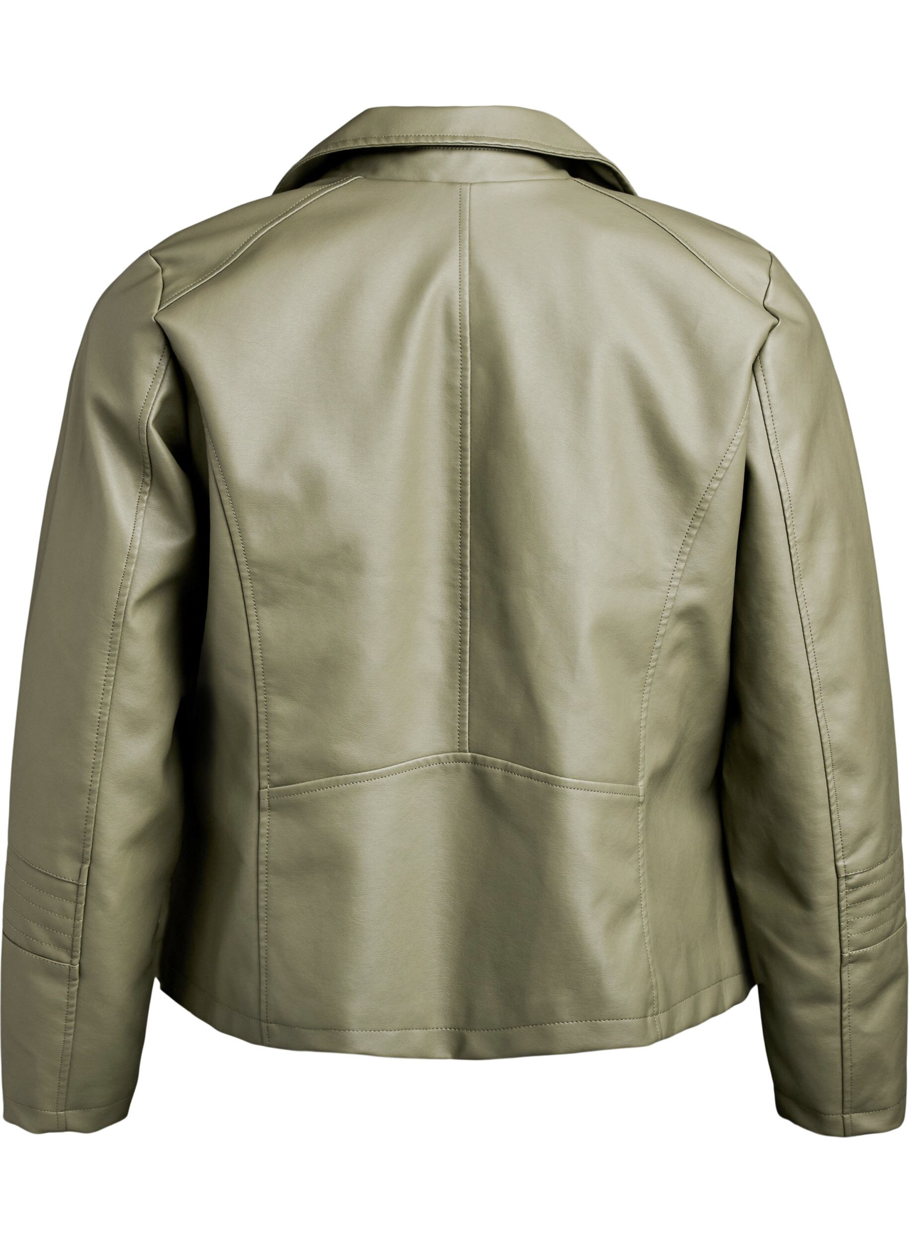 ZizziImitatieleer bikerjack, Groen, Packshot image number 1