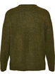 Gebreide blouse met V-vormig geribd patroon en zijsplitjes, Groen, Packshot image number 1