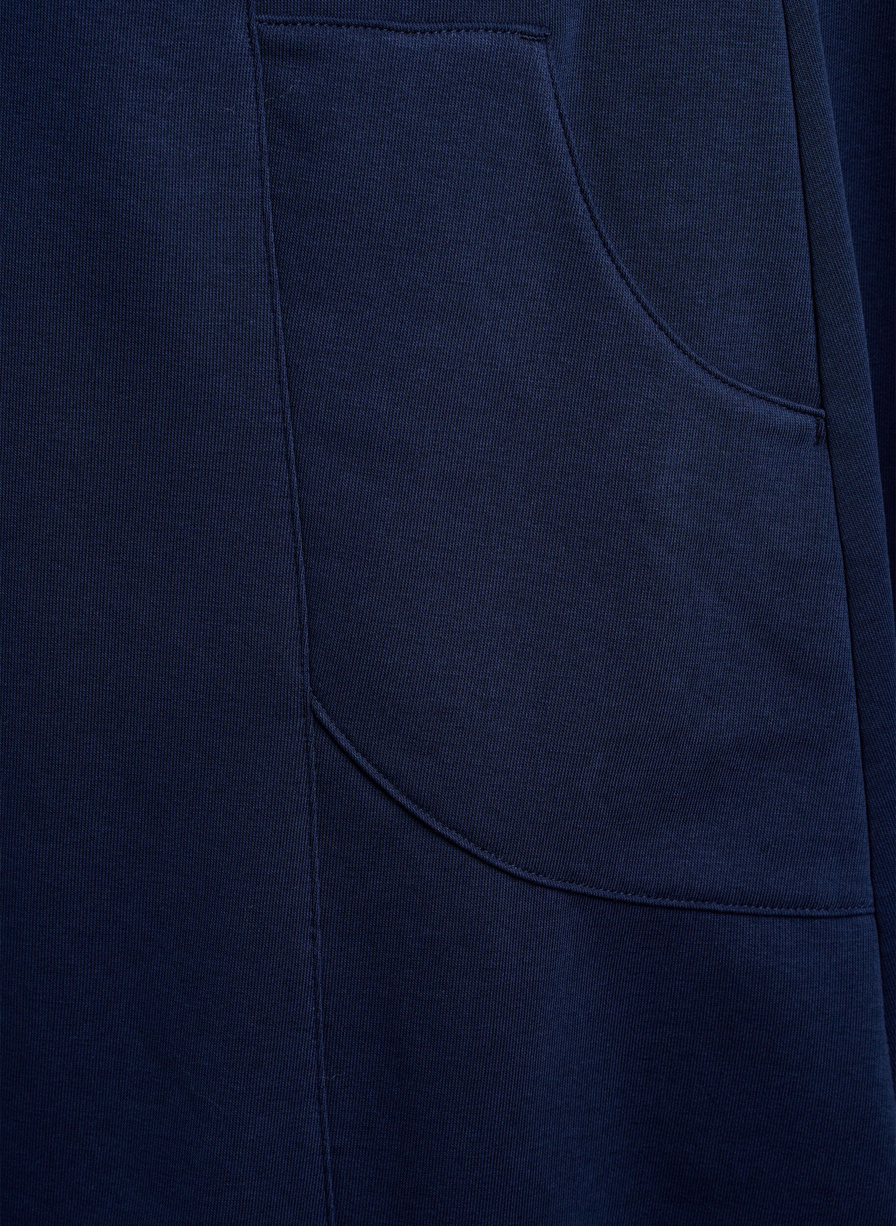 Zizzi Jersey jurk met korte mouwen en zakken, Blauw, Packshot image number 3